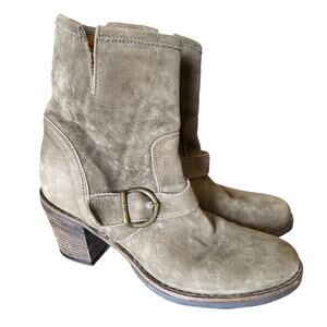 Fiorentini + Baker Suede Harness Booties Taupe Slouchy Boots 38 US 7.5